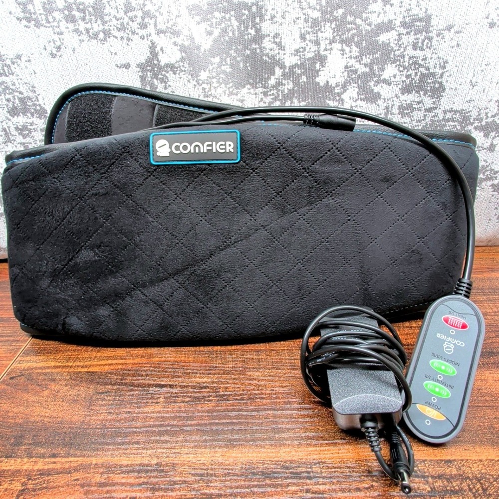 Comfier Heated Waist Belt with Massage Black CF-6006N Adjustable Heat Wrap EUC